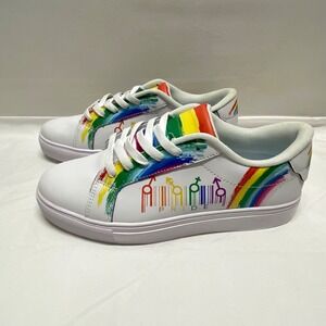 Pride Month Sneakers Women's US 9.5 Mens 8 Vegan Leather Shein Rainbow Shoes NWT